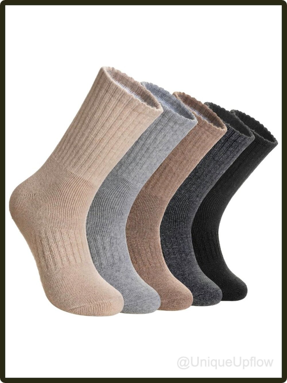 Merino Wool Hiking Crew Socks Thermal Cushion Arch Support 5 Pairs